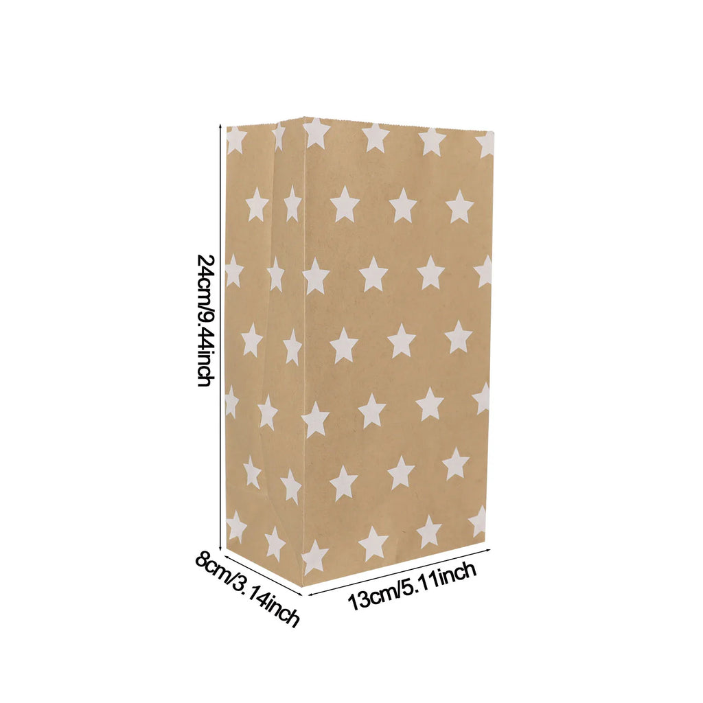 6/12/24pcs Mixed Style Kraft Craft Paper Bags Wave Dot Candy Cookie Packaging Bag Birthday Party Supplies Wedding Guest Gift Bag