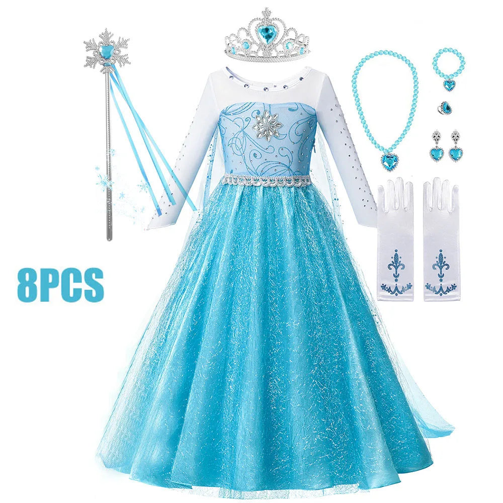 Girls Full Print Princess Dress Costume for Birthday Parties