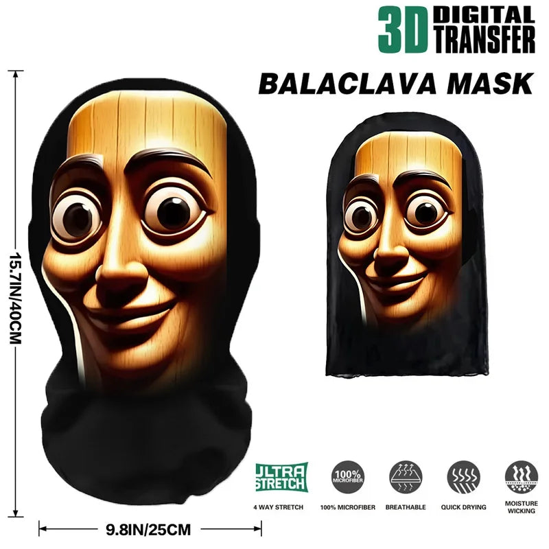 3D Printed Full Face Mesh Mask for Men Costume Party