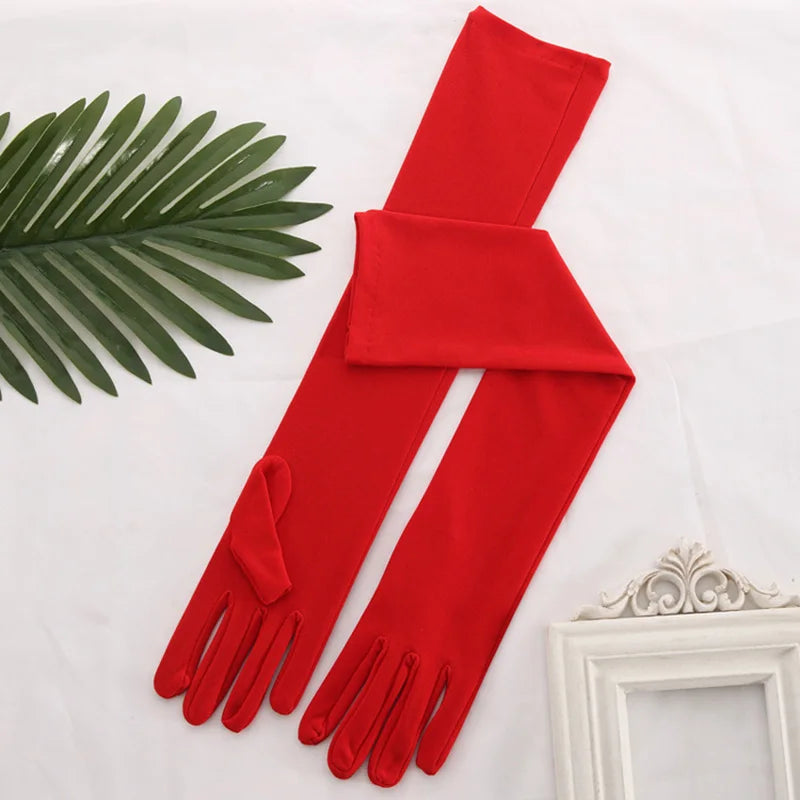 45cm Long Women Elasticity Matte Spandex Dance Performance Long Bride Wedding Mitten Halloween Party Cosplay Princess Glove P26