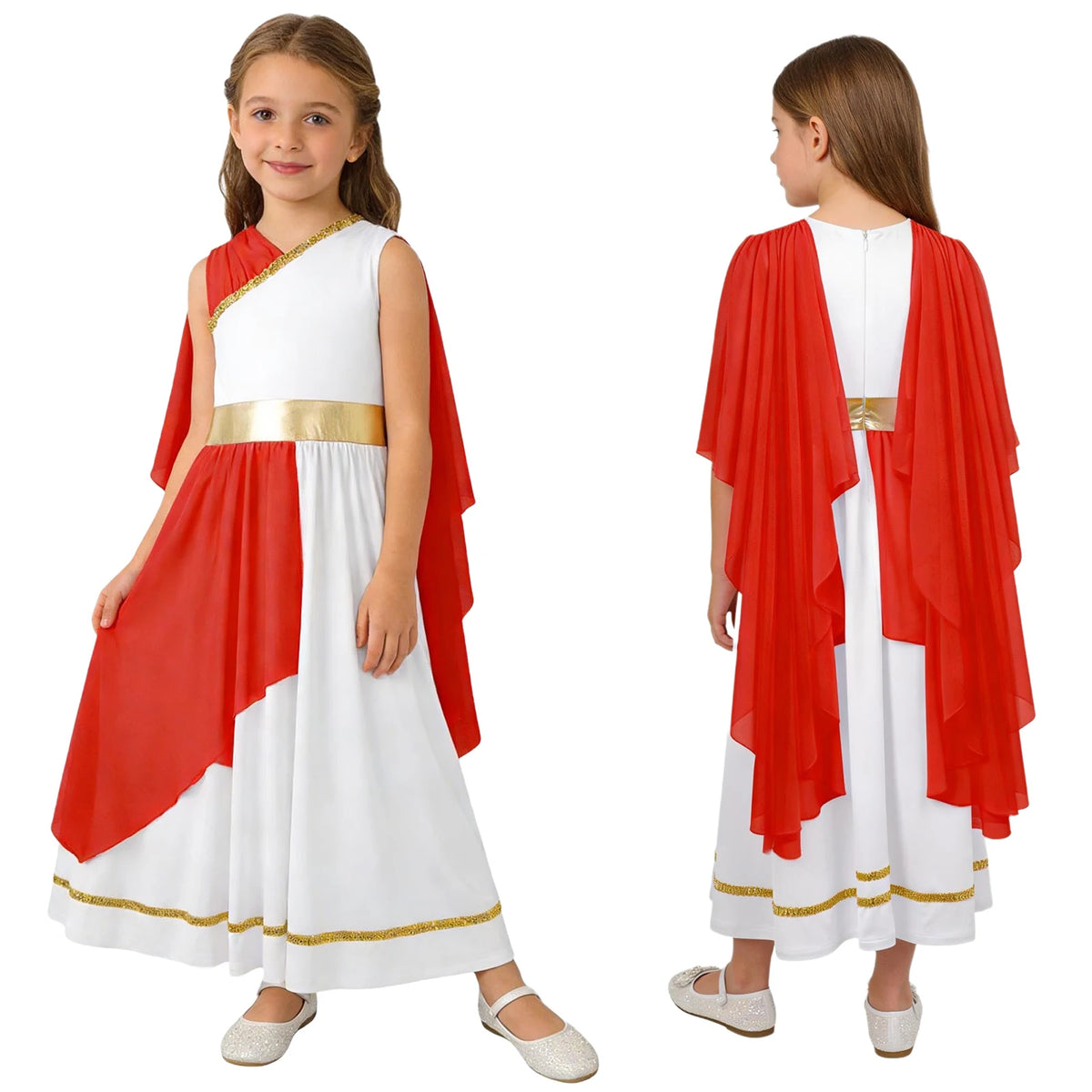 Girls Ancient Greek Goddess Toga Costume for Halloween