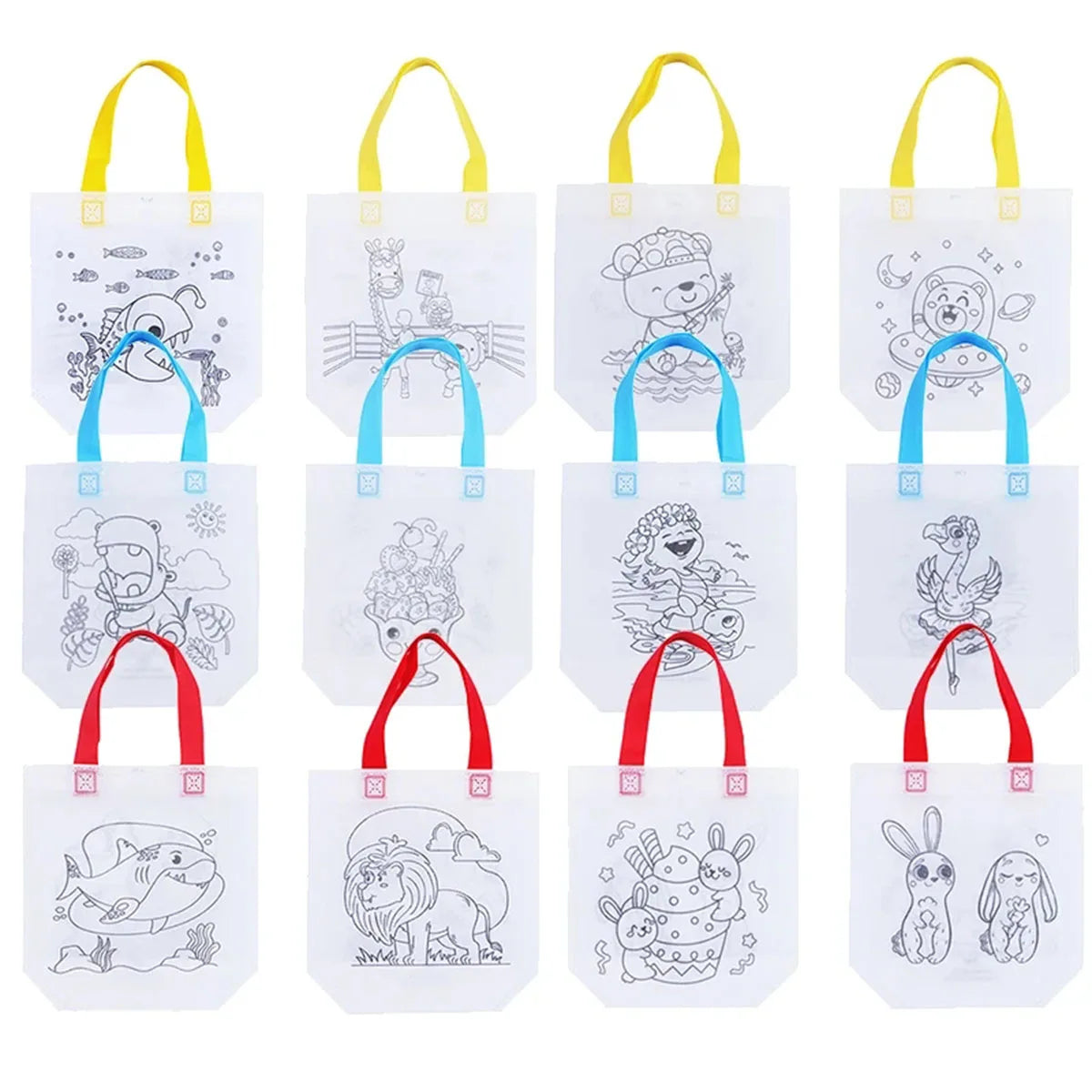 DIY Graffiti Bags with Coloring Marker Painting Non-Woven Gift Bags For Kids Arts Crafts Color Filling Drawing Toys For Boy Girl