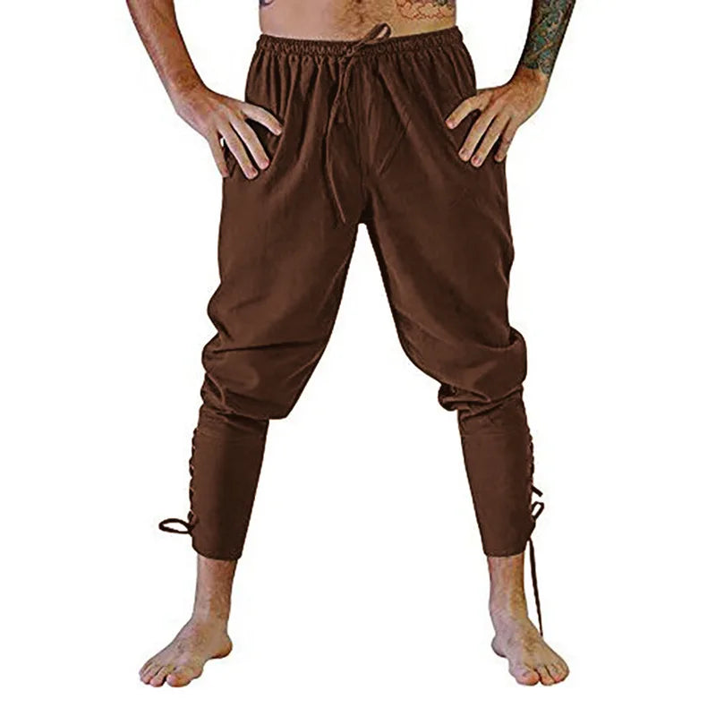 Medieval Pirate Renaissance Pants Lace-Up Costume Trousers