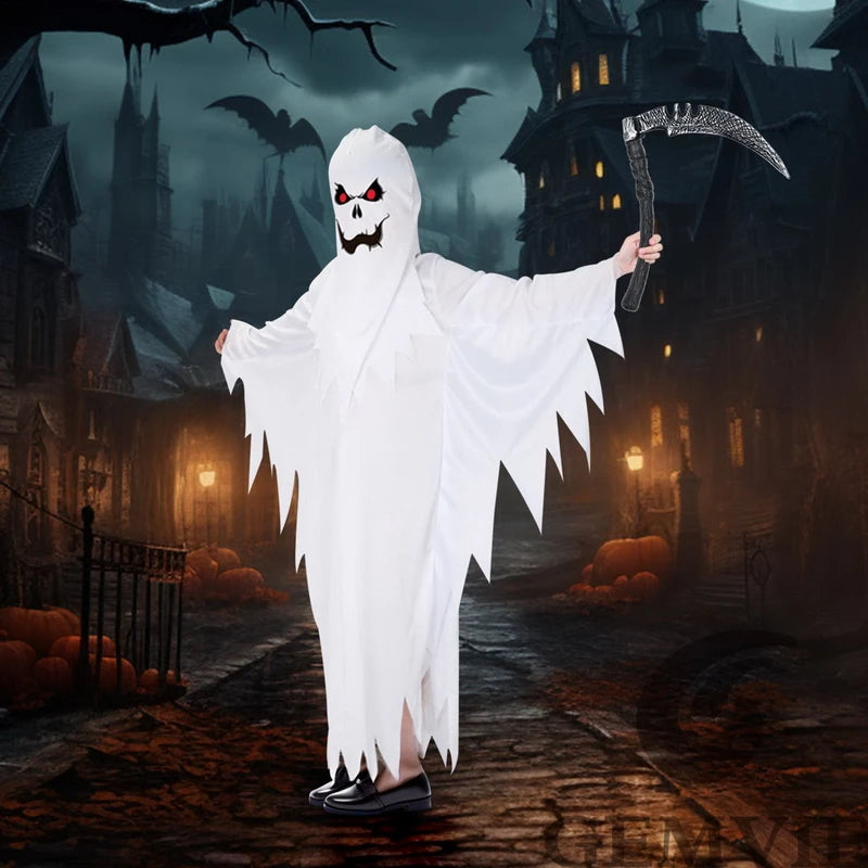 Kids White Ghost Costume for Halloween & Dress Up