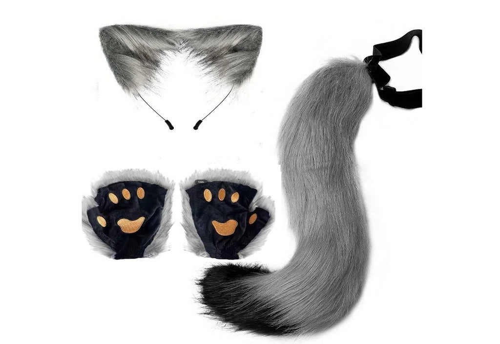 Halloween Party Fox Tail Fox Ears Set Plus Cute Paw Gloves Cosplay Animation Exhibition Character Handmade Plush Props