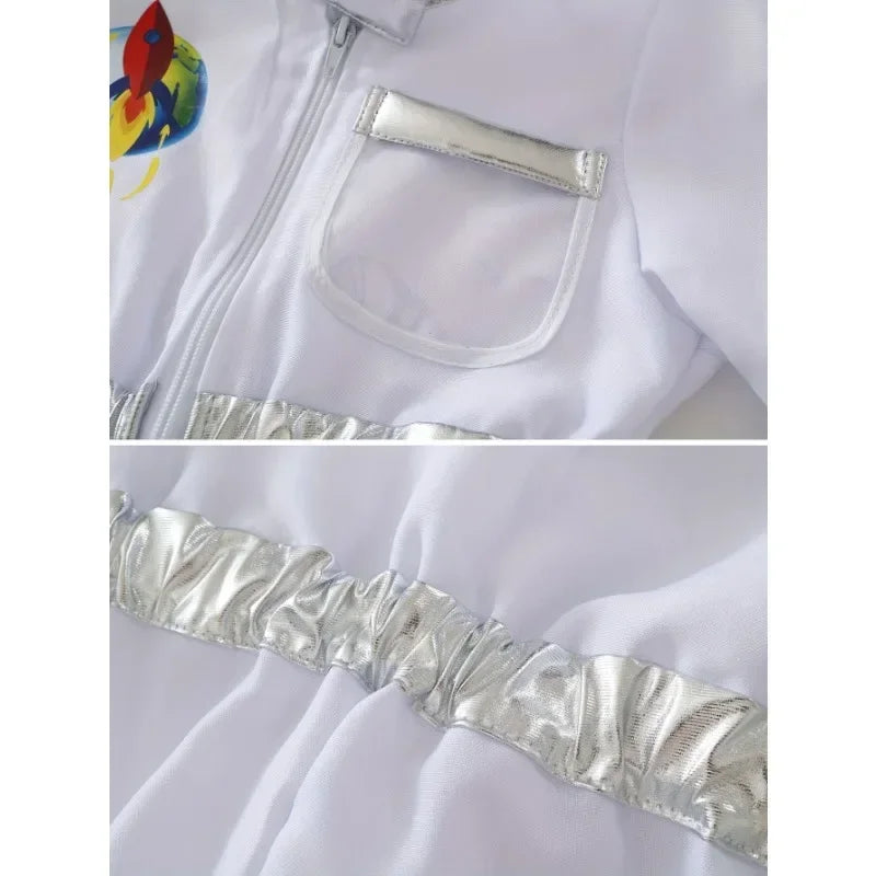 Kids Astronaut Costume White Space Suit with Hat & Glovess