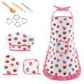 Apron for Little Girls Kids Cooking Baking Set Chef Hat Mitt & Utensil for Toddler Play House Toys Chef Costume Role Play
