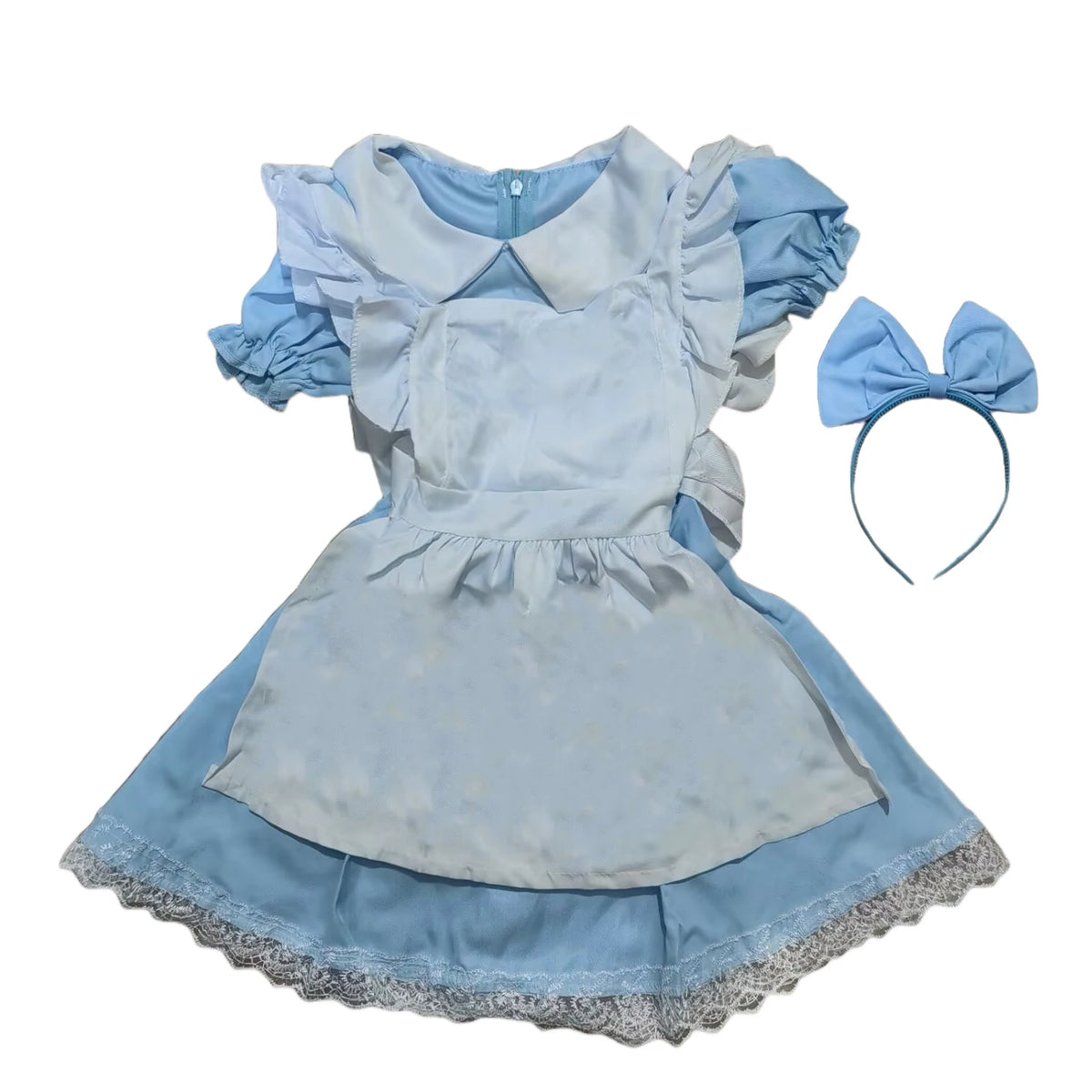 Halloween Baby Girls Kids Anime Alice Adventures Blue Fancy Party Dress Alice Dream Child Lolita Sissy Maid Cosplay Costume