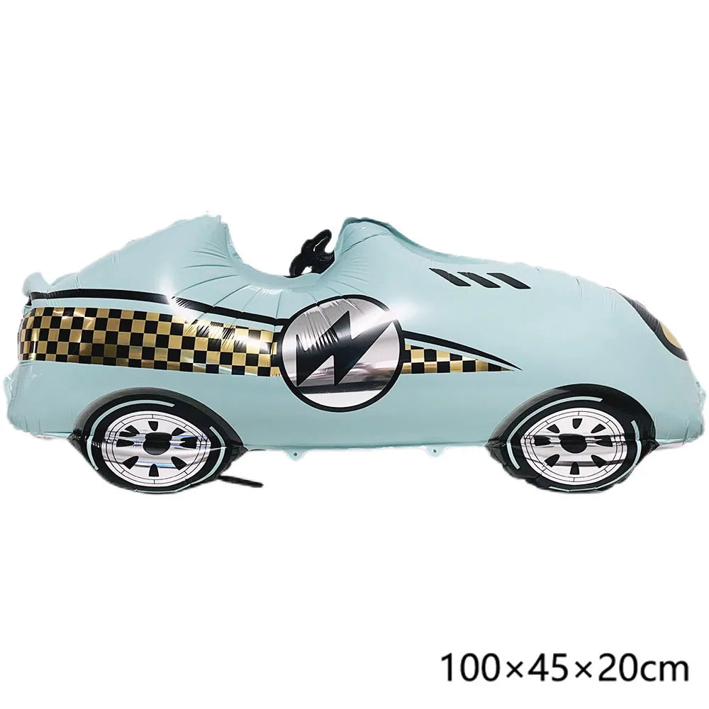 Racing Car Balloon Traffic Cone Balloon Tire Wheel Balloons Black White Checkered Race Car Theme Kids Birthday Party Decorations