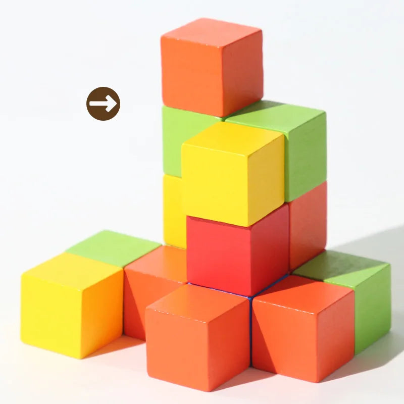 50/100pcs Colorful Cubes Wooden Building Blocks Stacking Up Square Wood Toy Baby Shape Color Learning Toys for Children