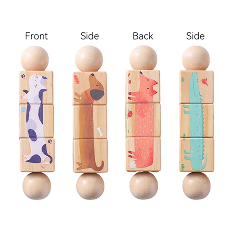 Baby Wooden Rotating Jigsaw Puzzle Hand Bell Toy Baby Mobile Musical Rattle Toy Montessori Puzzle Game For Babies Newbaby Gift