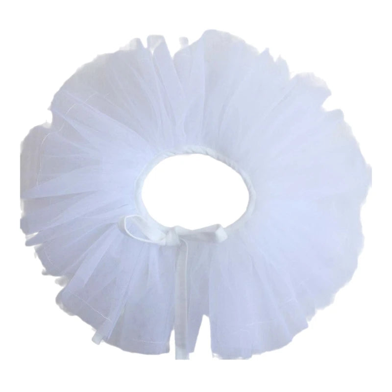 Women Girls Victorian Renaissance Elizabethan Ruffled Neck Collar Satin Clown Cosplay Ruff Choker Halloween Party Stage Costume