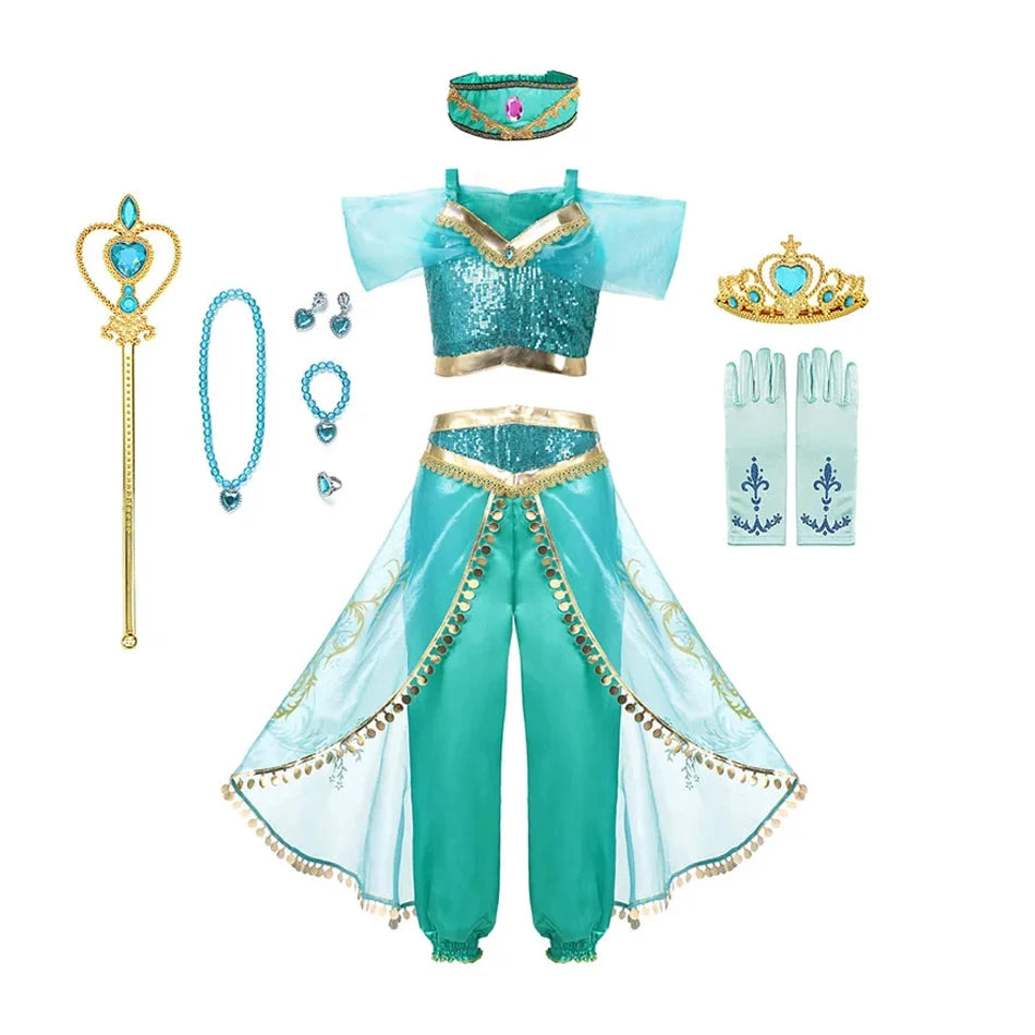 Girls Arabian Princess Costume, Top and Pants Set