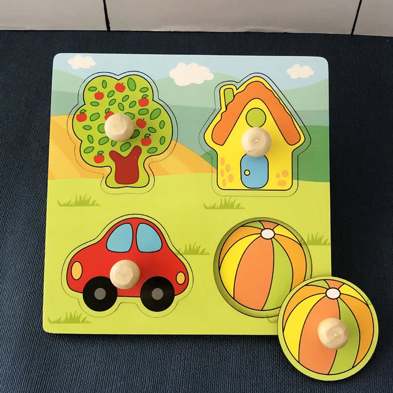 1 Set Shape Matching Farm Animals Puzzle Children's Enlightenment Early Education Cognitive Benefits Intelligence Toys