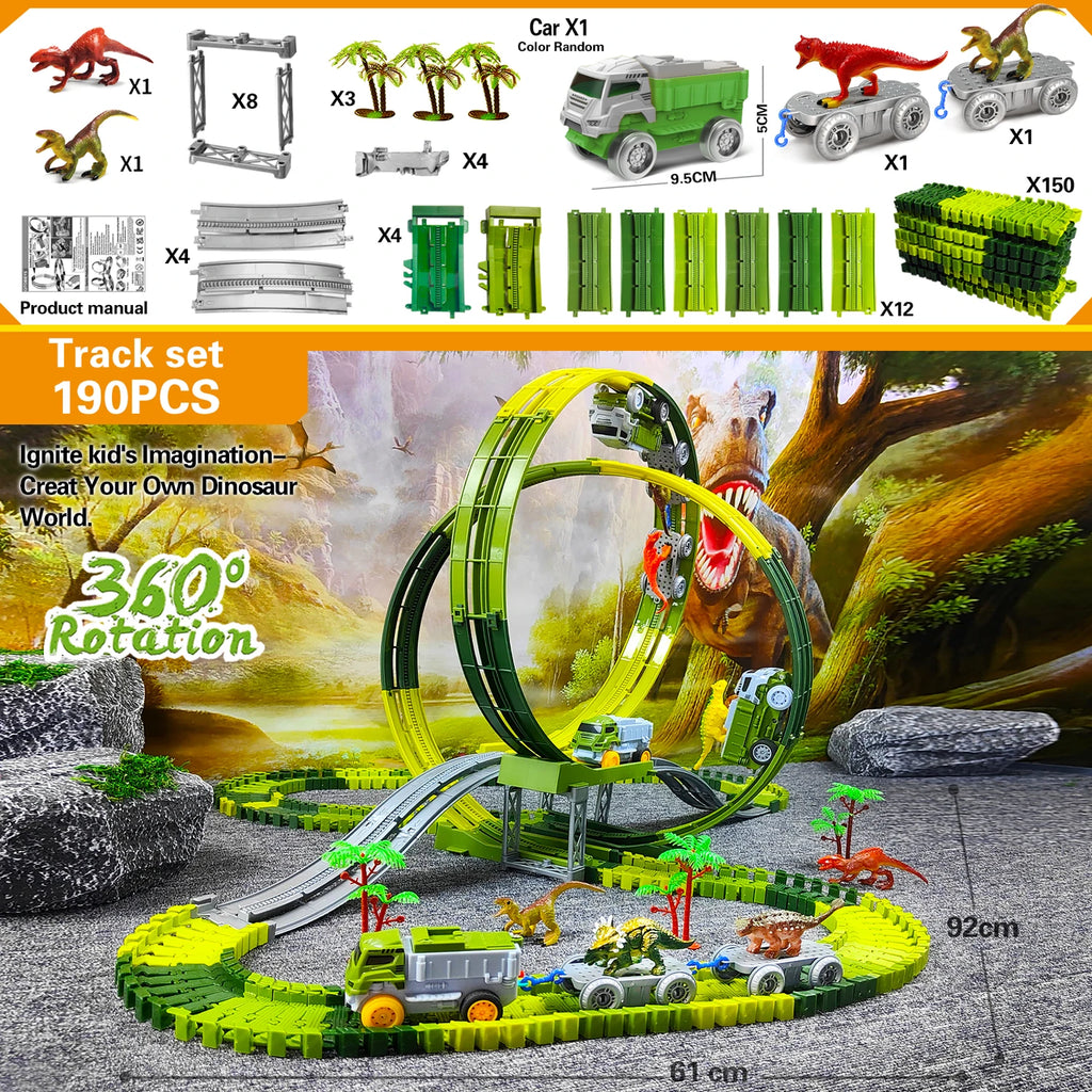 Children Electric Track Toy Car Engineering Minin Car Set Kids Puzzle Boy Toys Track Car Anti-gravity Track Train Gift for Kid