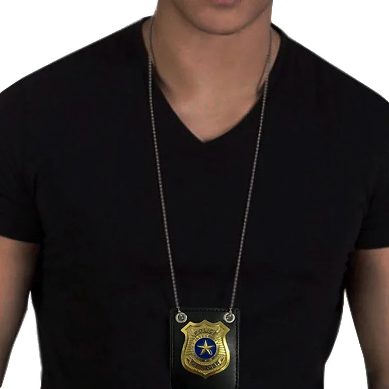 Police Badge with Chain Belt Clip for Costume Role Play
