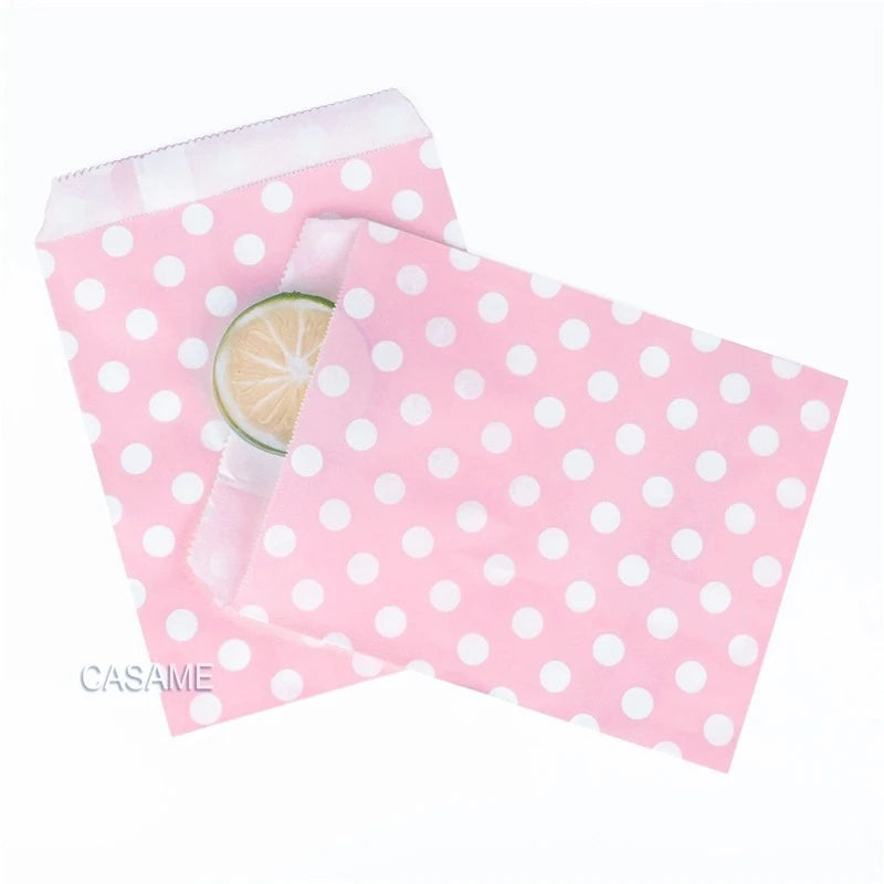 50pcs/ Lot treat candy bag high quality Party Favor Paper Bags Chevron Polka Dot Stripe Printed Paper craft Bags Bakery Bags