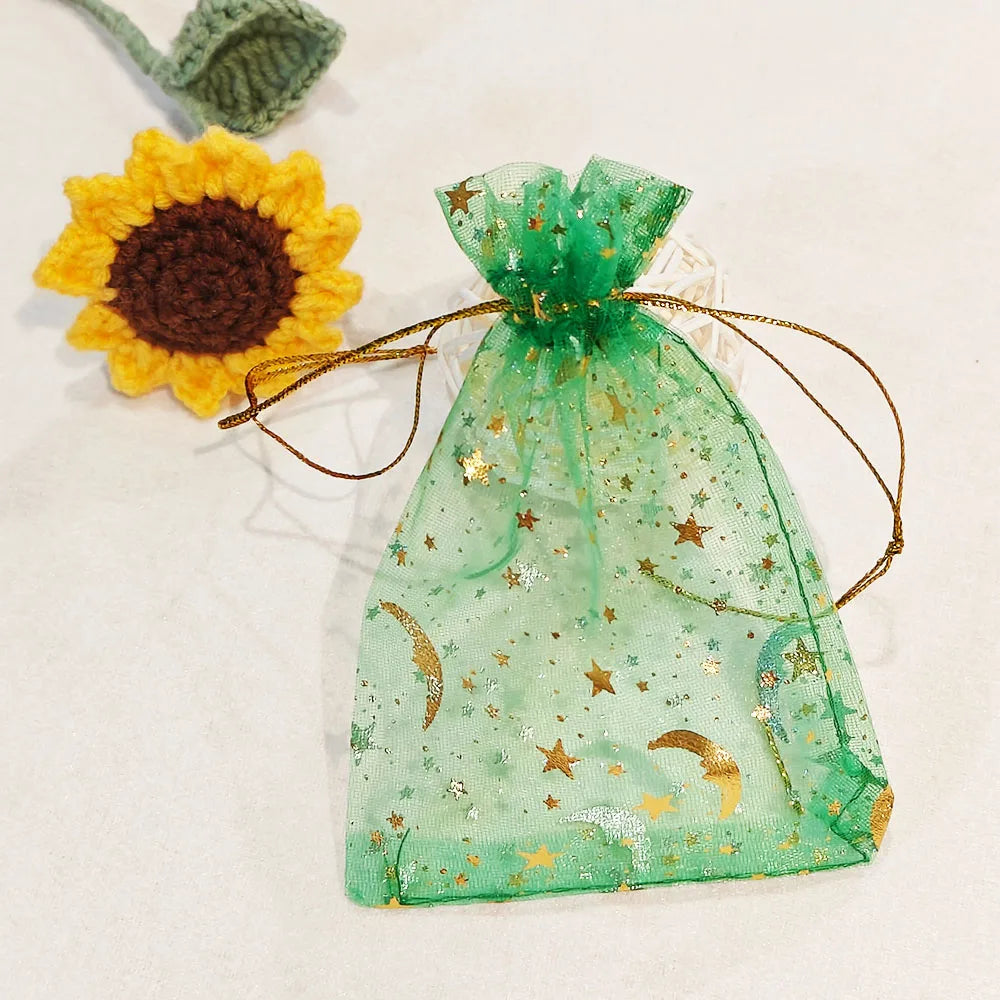 25/50/100pcs Moon Star Organza Gift Bag Multicolor  Jewelry Gifts Pouches For Wedding Party Candy Bag  Jewelry Packing  Wholesal