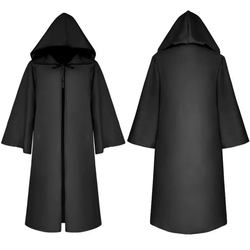 Black Hooded Sorcerer Cloak Costume for Adults & Kids