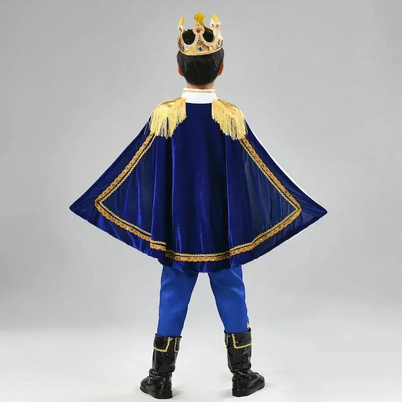 7-Piece Medieval King Costume Red Royal Prince Outfit Set