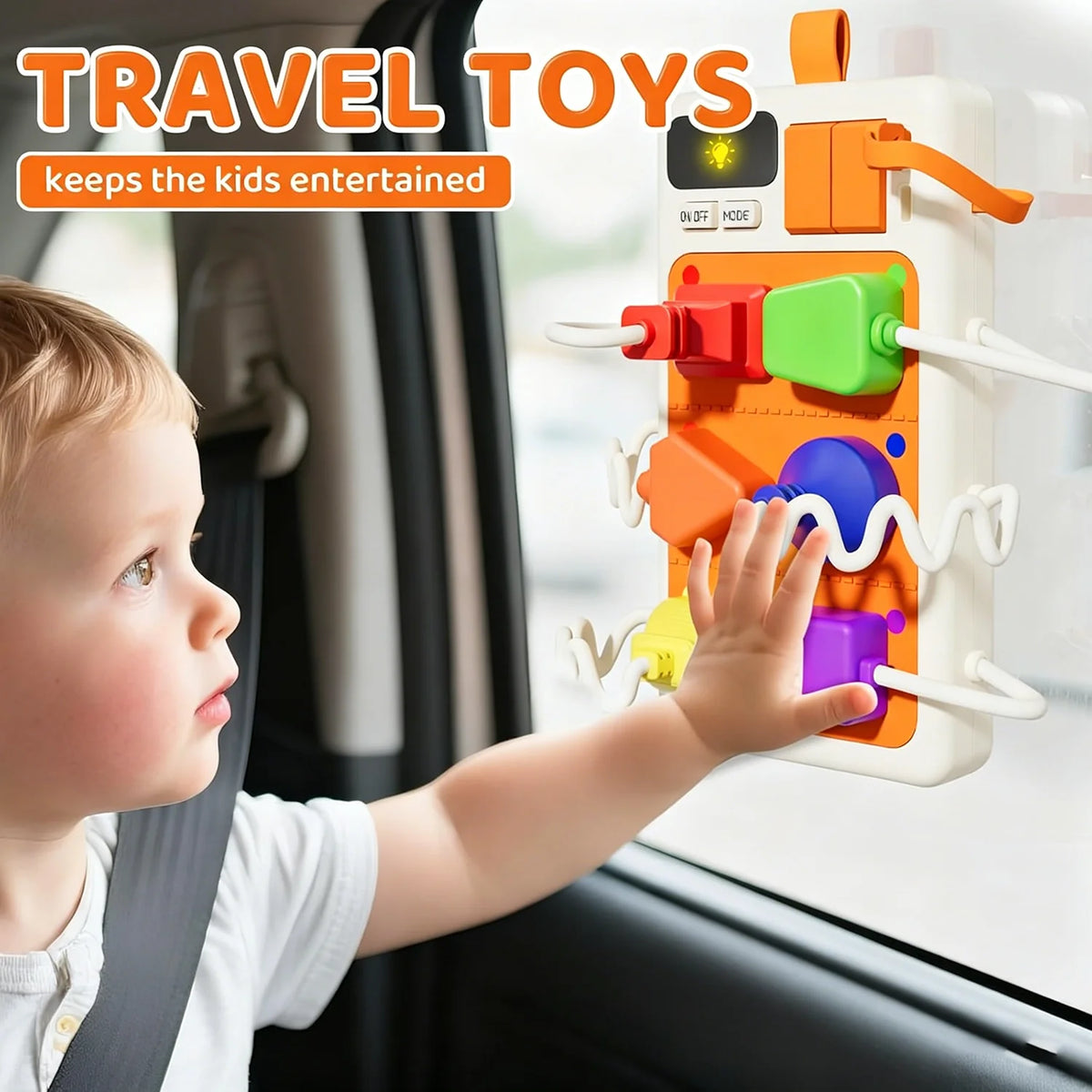 Montessori Sensory Toys Plug Outlet Busy Board Toy with Light Sounds Color Shape Matching Toy Gifts for Todders Boys Girls