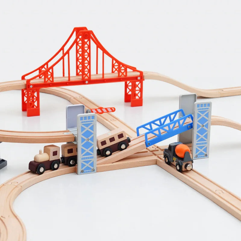 All Kinds of Wooden Train Tracks Accessories Beech Wood Railway Tracks Wooden Bridge Tunnel Fit for Wood Tracks Toys