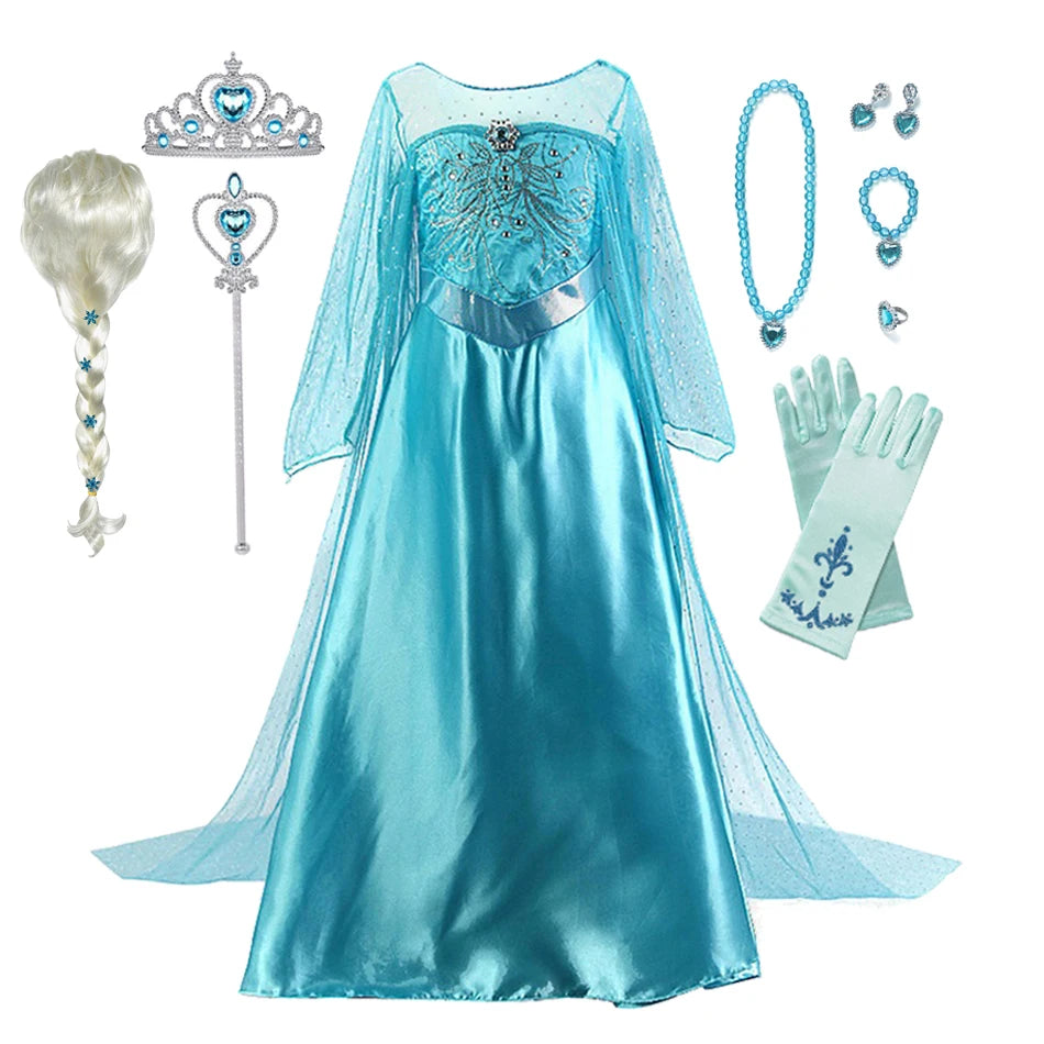 Girls Snow Queen Princess Dress Costume for Parties & Carnival