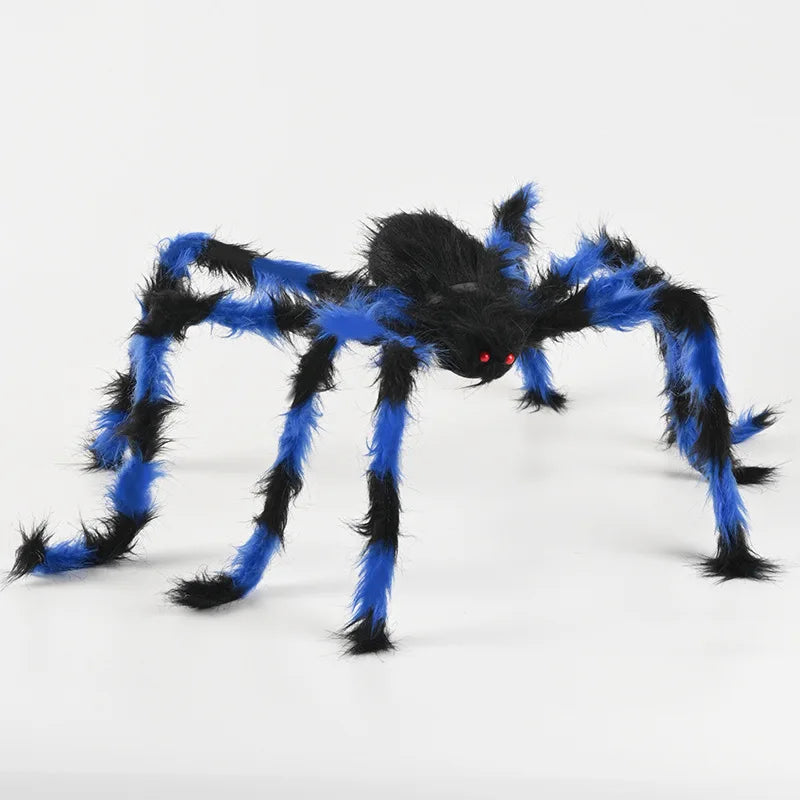 Halloween Black Giant Spider Scary Artificial Plush Spider Home Bar Haunted House Scene Ornaments Props Holiday Outdoor Decors