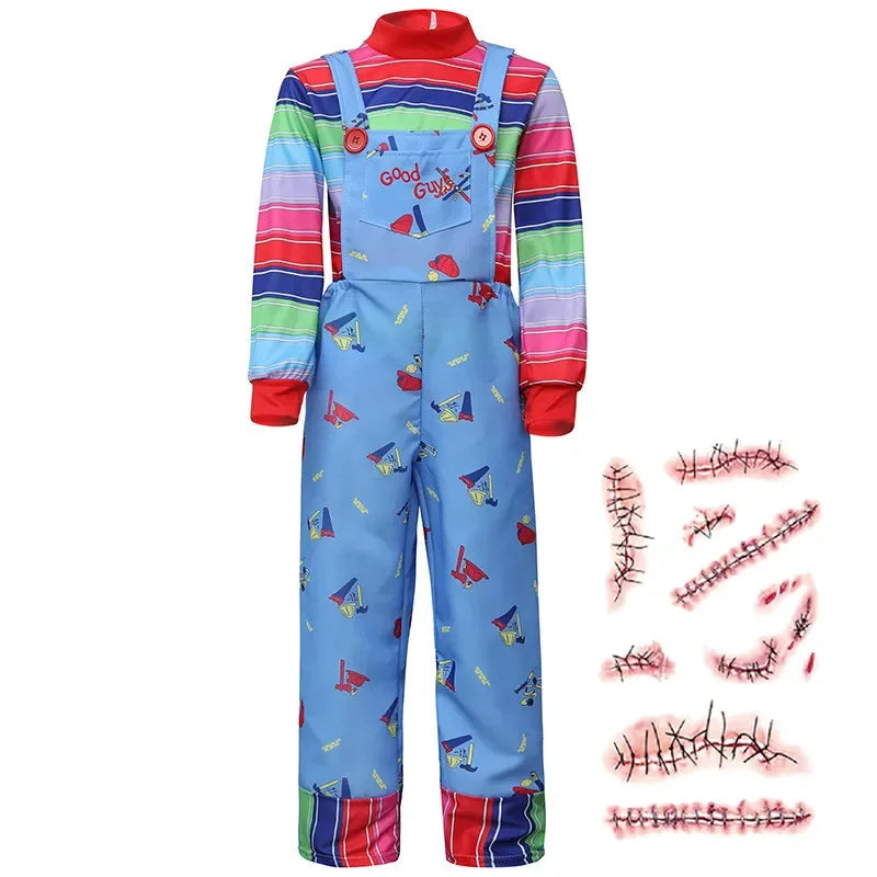 Horror Doll Halloween Costume for Girls with Tattoo Stickers