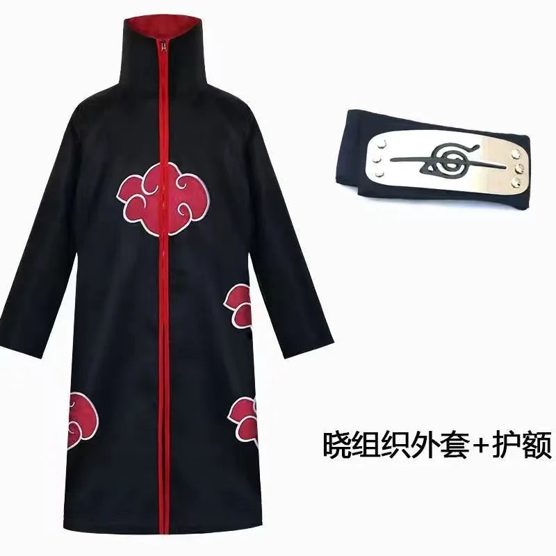 Black Cloud Ninja Cosplay Cloak with Headband for Adults