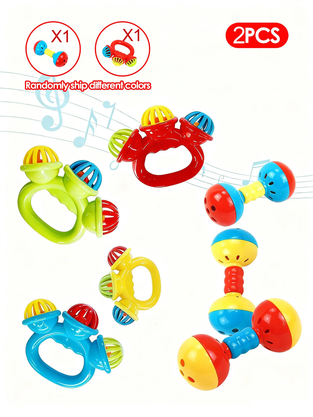 Baby Hand Shaking Rattle Bell Colorful Early Education Sensory Developmental Toy for 0‑12 Months Newborn Infant