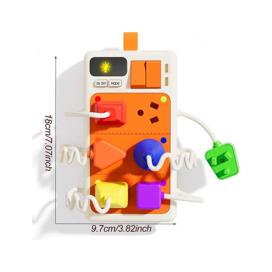 Montessori Sensory Toys Plug Outlet Busy Board Toy with Light Sounds Color Shape Matching Toy Gifts for Todders Boys Girls