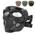 Full Face Skull Mask with Colored Goggles for Halloween Cosplay