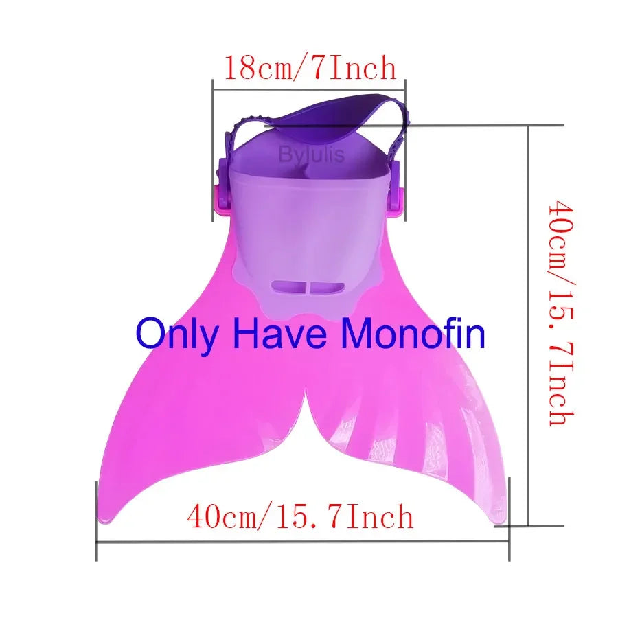 Girls Mermaid Tail Swimsuit Costume with Optional Monofin