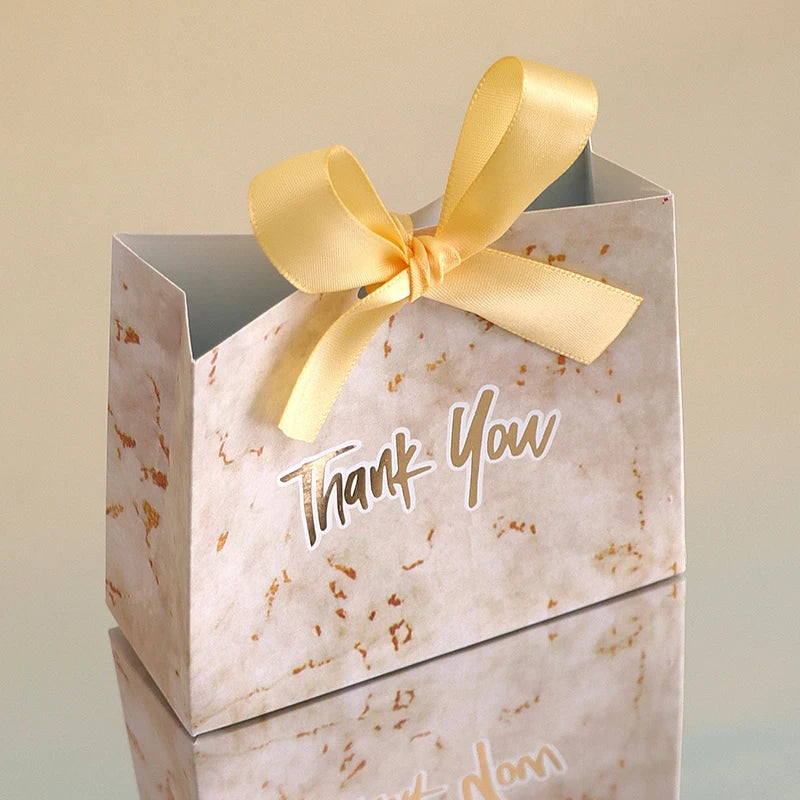 10 Mini Gift Boxes/Gift Bags with Gold Ribbon and Thank You Text Design, Available in Various Colors, Perfect for Wedding Favors, Mother's Day, Father's Day Party Gifts, and Small Gifts, as Well as Birthday, Gender Reveal, Gr