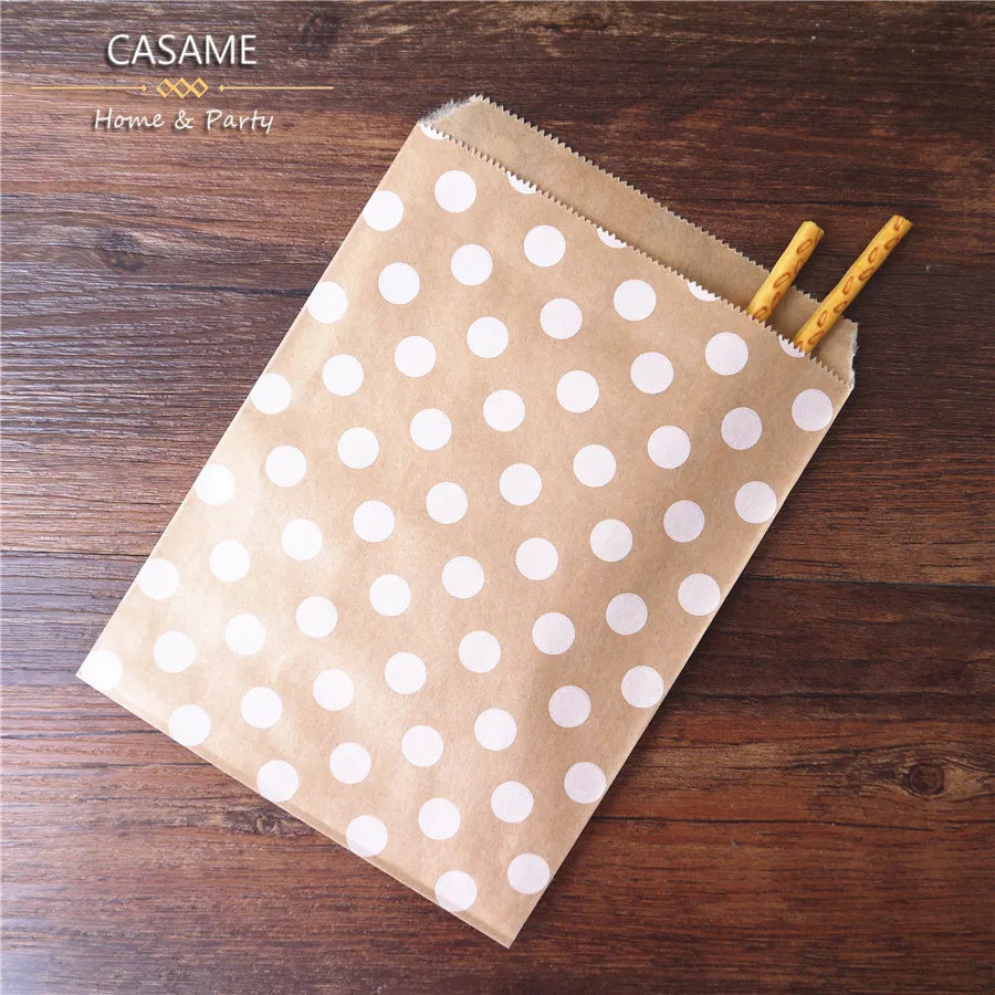 50pcs/ Lot treat candy bag high quality Party Favor Paper Bags Chevron Polka Dot Stripe Printed Paper craft Bags Bakery Bags
