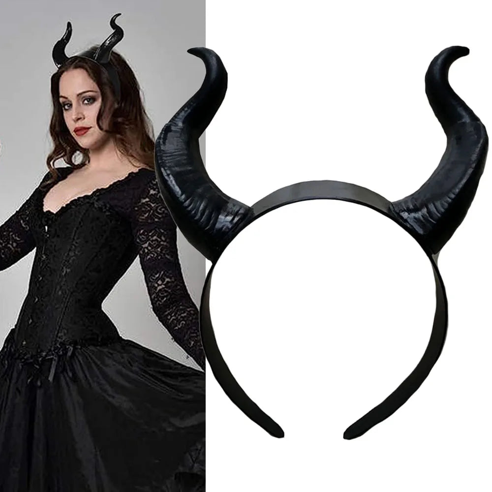 Black Horned Witch Headband, Halloween Costume Headpiece