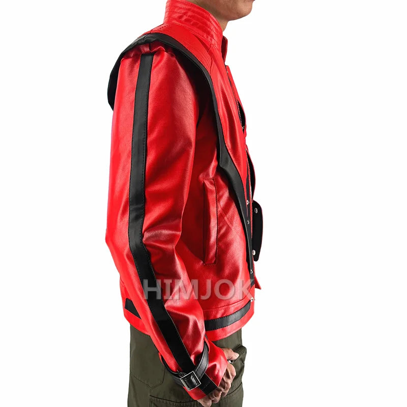 Red Leather-Style Jacket Costume for Halloween & Cosplay