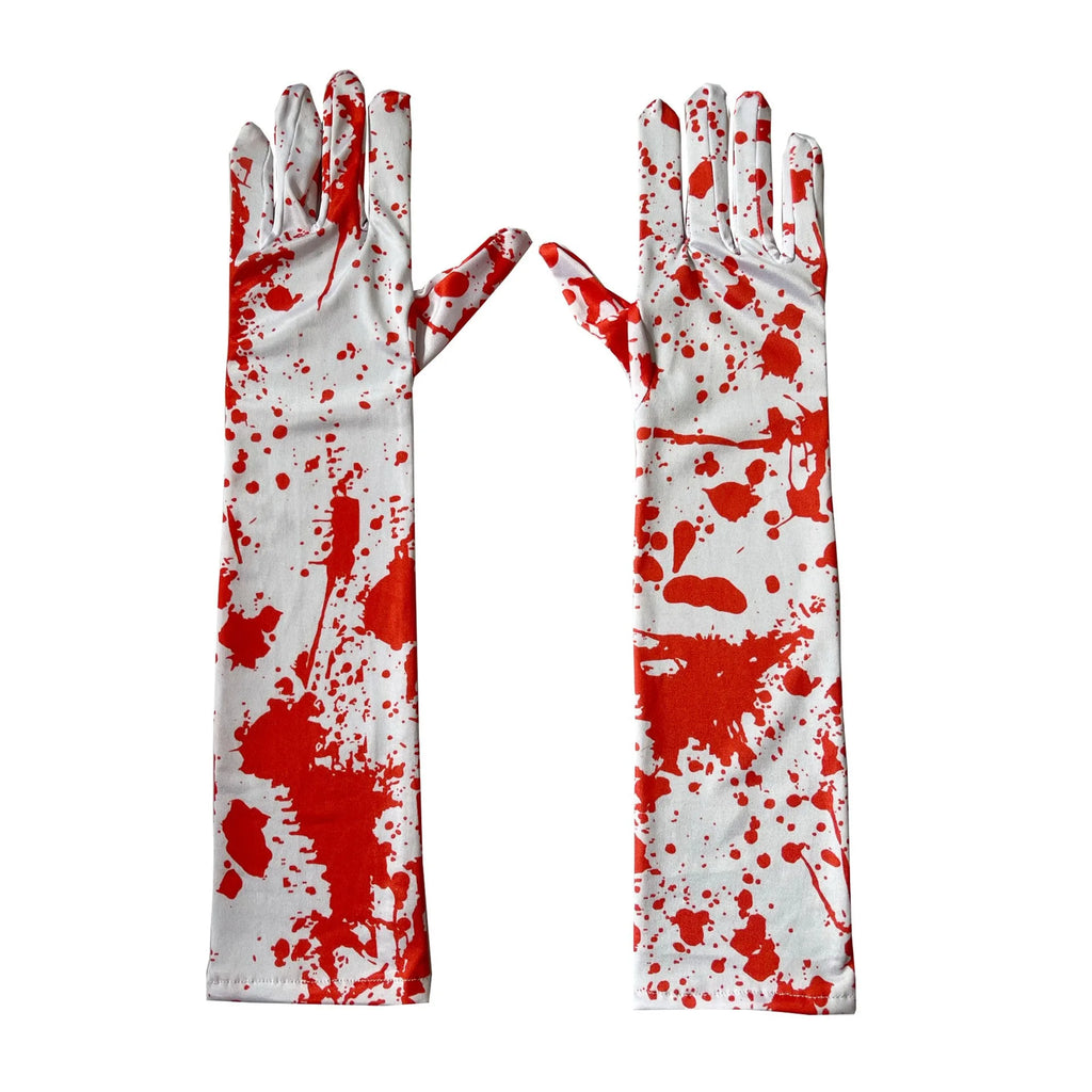 Halloween bloodstain gloves, new blood clot gloves, Cos ghost festival gloves, Halloween printed long tube arm covers