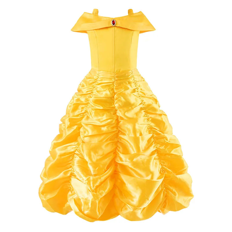 Girls Yellow Princess Dress Halloween Costume for Kids
