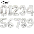 40 Inch Big Silver 0-9 Balloon Number Giant Number Balloons for Mylar Anniversary Happy 1st Birthday Party Decorations Supplies