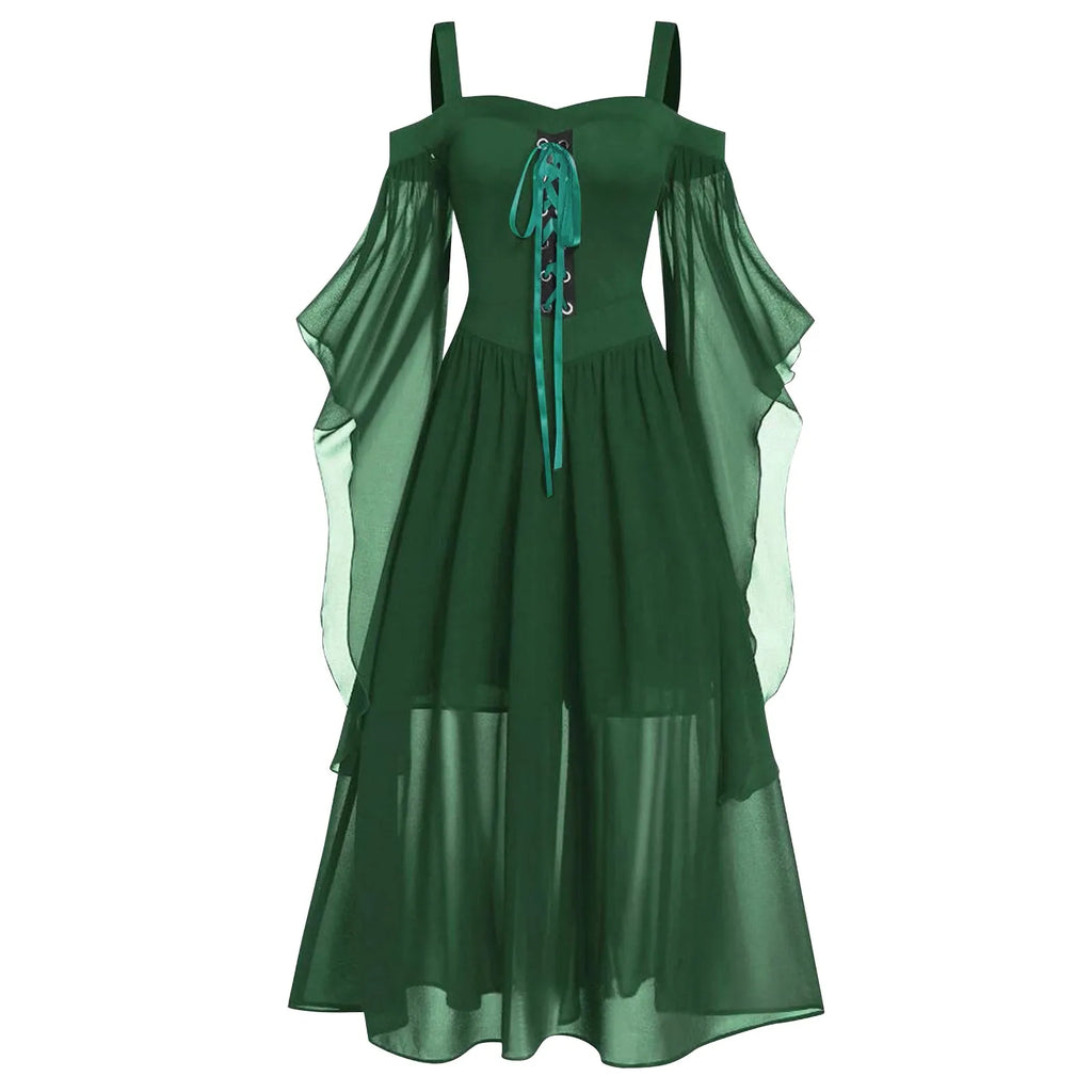 Plus Size Gothic Halloween Dress with Butterfly Sleeves