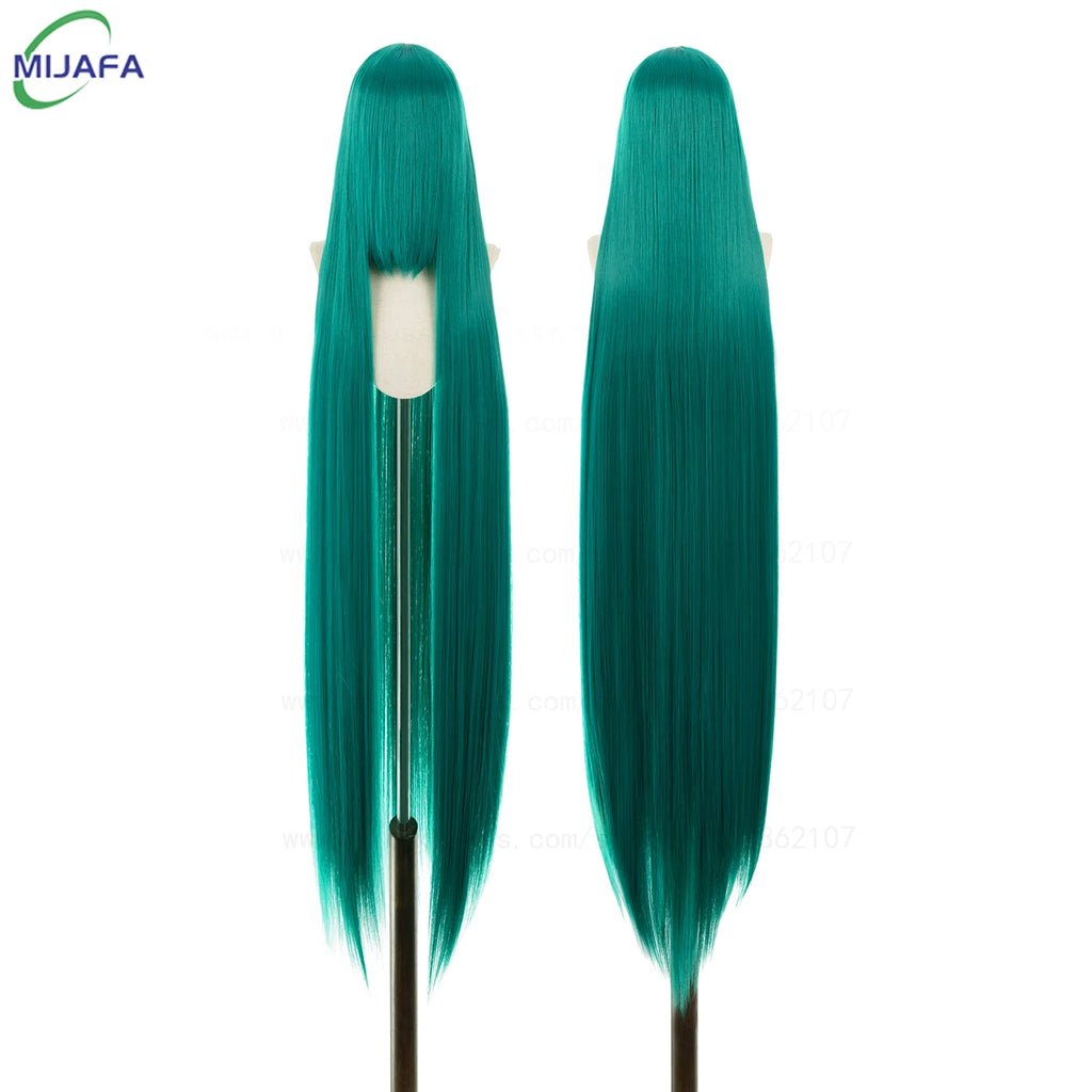 150cm Long Straight Cosplay Wig with Bangs Heat Resistant