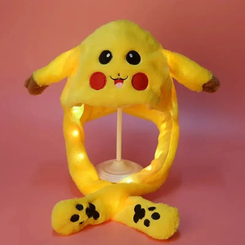 Plush Rabbit Hat with Moving Ears for Kids and Adults