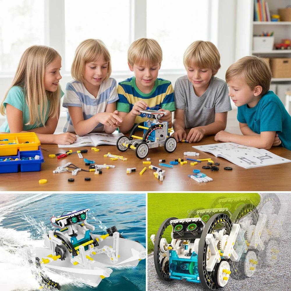 Newest 13 in 1 Solar Robot Kit  STEM Educational Toy DIY Science Experiment Technological Gadgets Electric Solar Robots for Kids