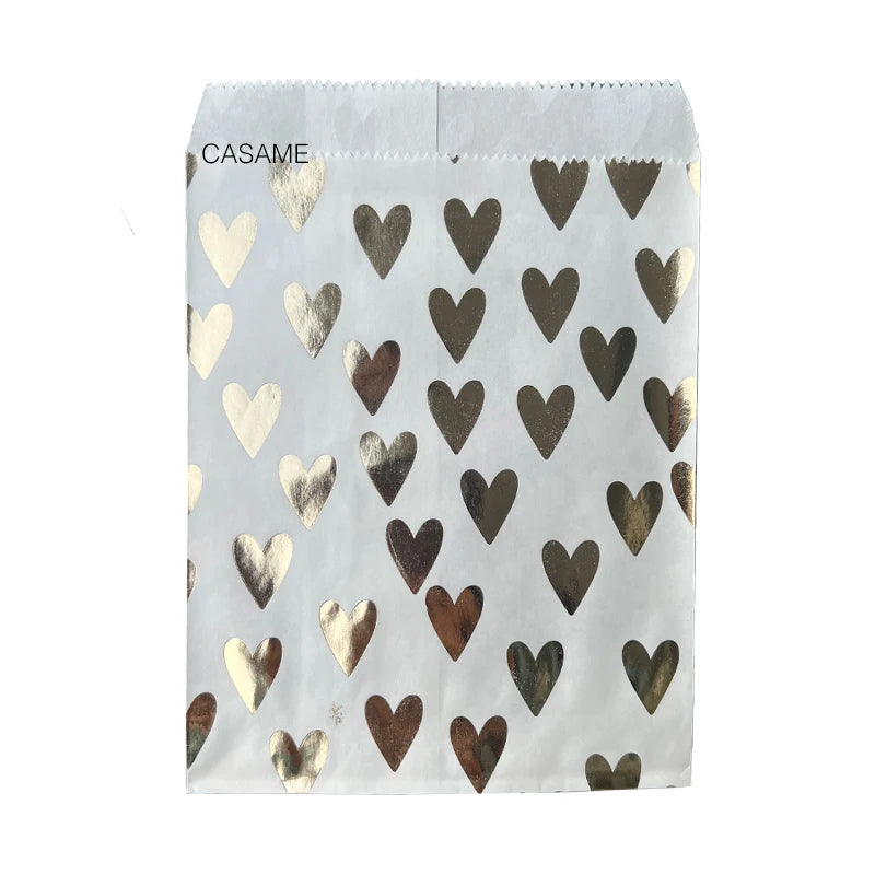 50pcs 15*10CM Wave Dot Kraft Paper Candy Biscuit Bags Packing Pouch Popcorn Bag Birthday Wrapping Supplies Pastry Tool
