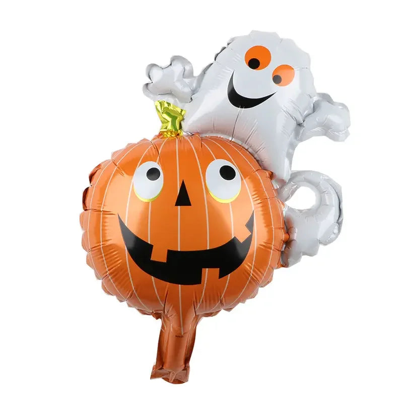 12pcs Halloween Mini Pumpkin Ghost Balloons Bat Spider Witch Monster Head Foil Balloon Globos Halloween Party Supplies
