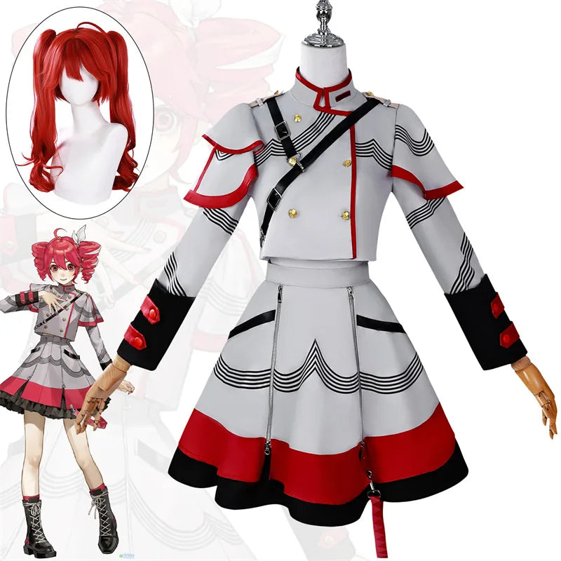 Women’s Red Anime-Inspired Cosplay Uniform Costume