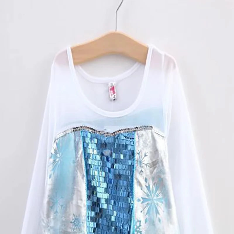 Girls Snow Princess Dress with Long Cloak for Costume Parties