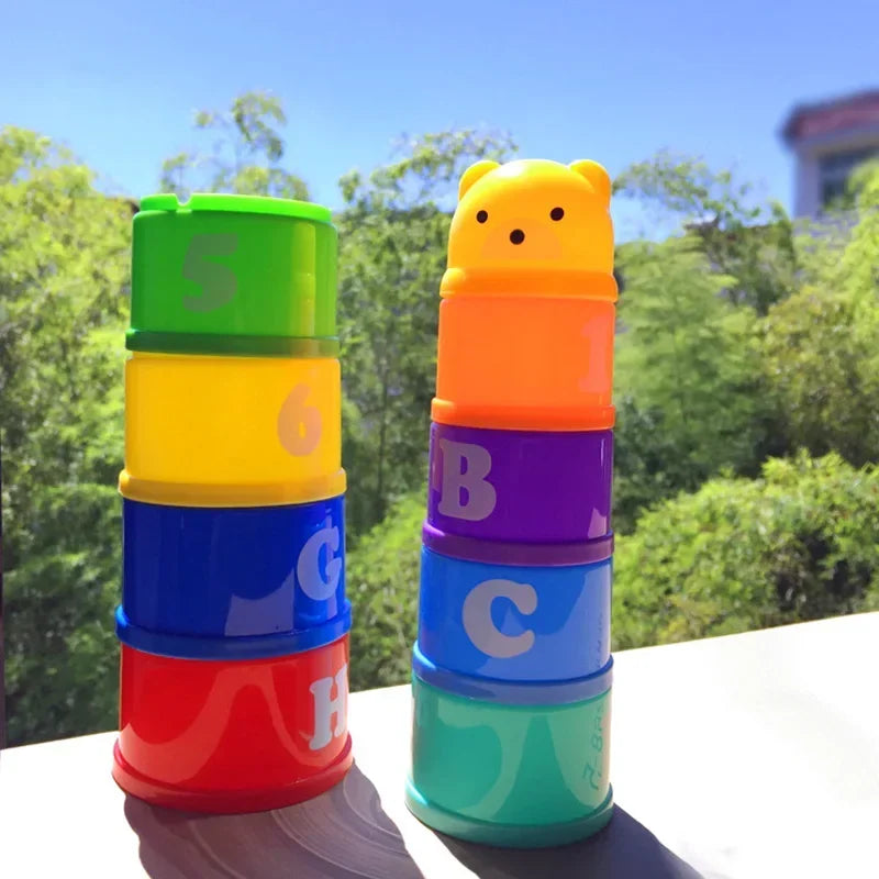 Stacking Game Cup Children Board Game Hand Speed Competition Fold Cup with Numbers Letters Shapes Early Education Puzzle Toy